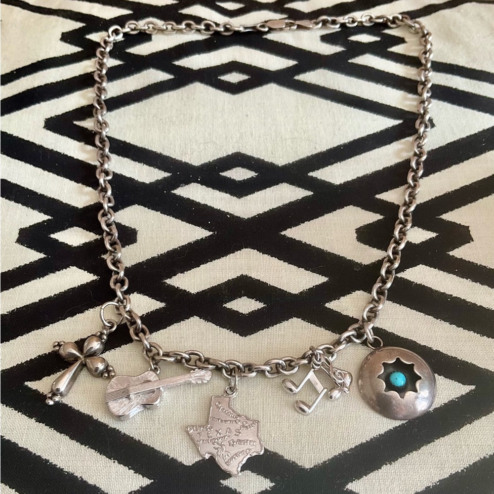 Sterling Silver Texas Scene Charm Necklace - Picture 2 of 9